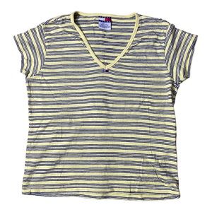 Y2K Tommy Hilfiger yellow striped shirt size Large